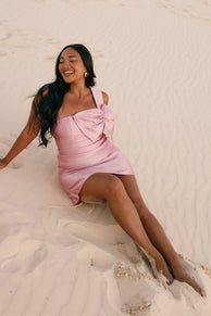DRESSES Veve One Shoulder Mini Dress - Poppy Pink