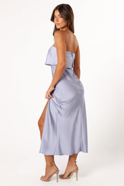 DRESSES @Vienna Strapless Midi Dress - Blue (Hold for Modern Romance)