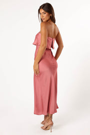 DRESSES @Vienna Strapless Midi Dress - Dusty Rose
