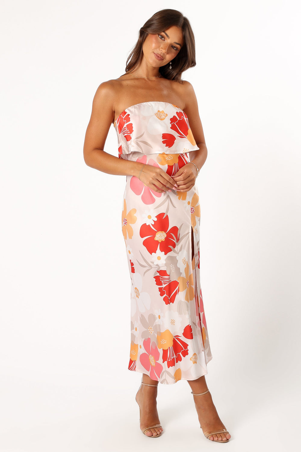 DRESSES @Vienna Strapless Midi Dress - Positano Floral