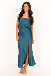 DRESSES @Vienna Strapless Midi Dress - Teal