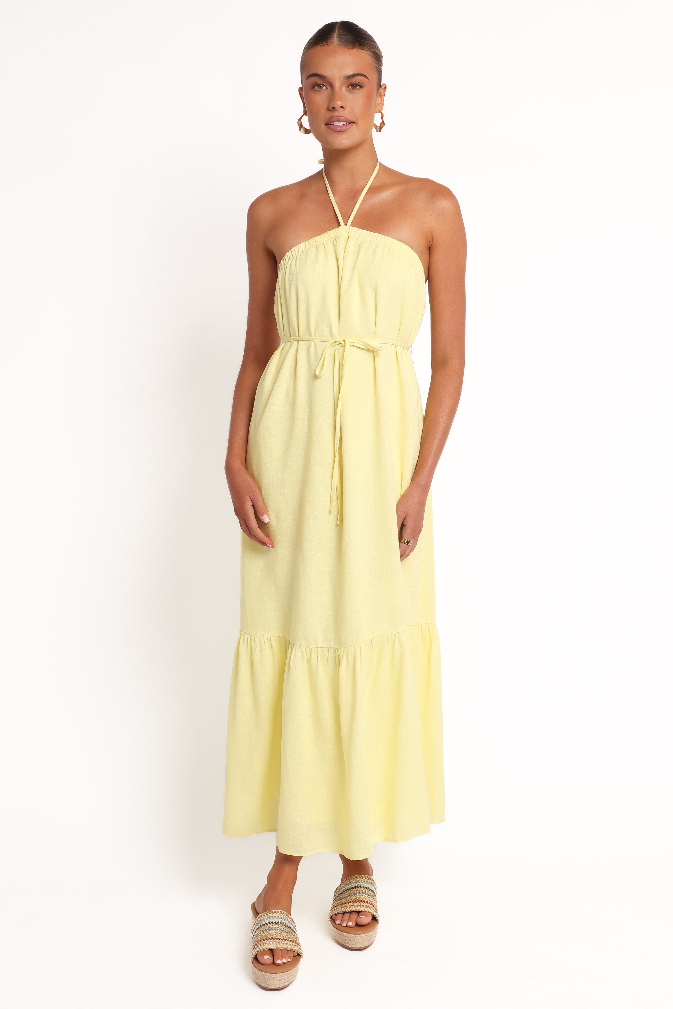 DRESSES View Halterneck Maxi Dress - Lemon