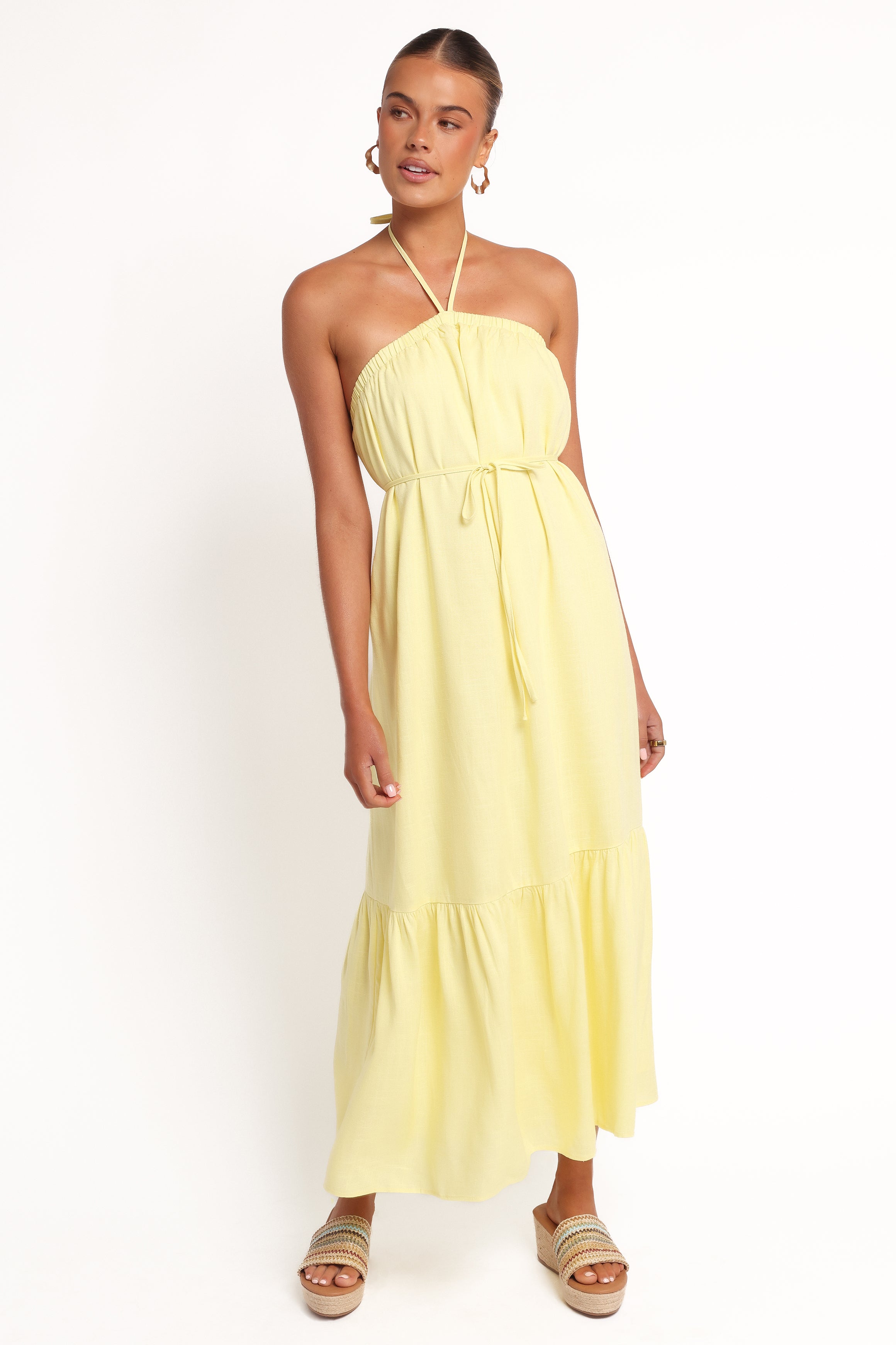 DRESSES View Halterneck Maxi Dress - Lemon