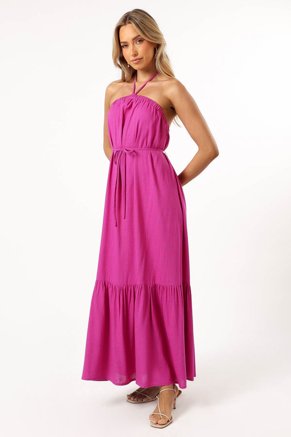 DRESSES View Halterneck Maxi Dress - Magenta