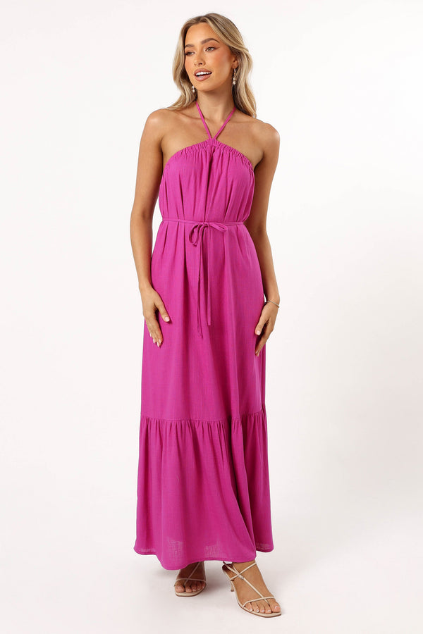 DRESSES View Halterneck Maxi Dress - Magenta