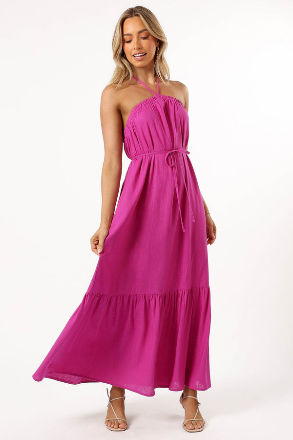 DRESSES View Halterneck Maxi Dress - Magenta