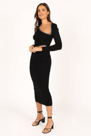 DRESSES @Vinelle Long Sleeve Midi Dress - Black (waiting on bulk)