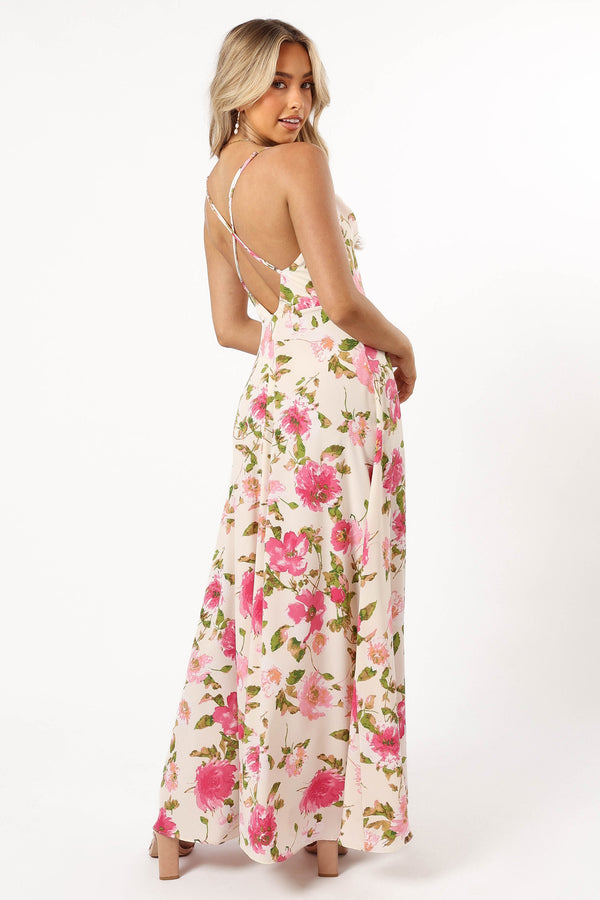 DRESSES @Violetta Cowl Neck Maxi Dress - Ivory Pink