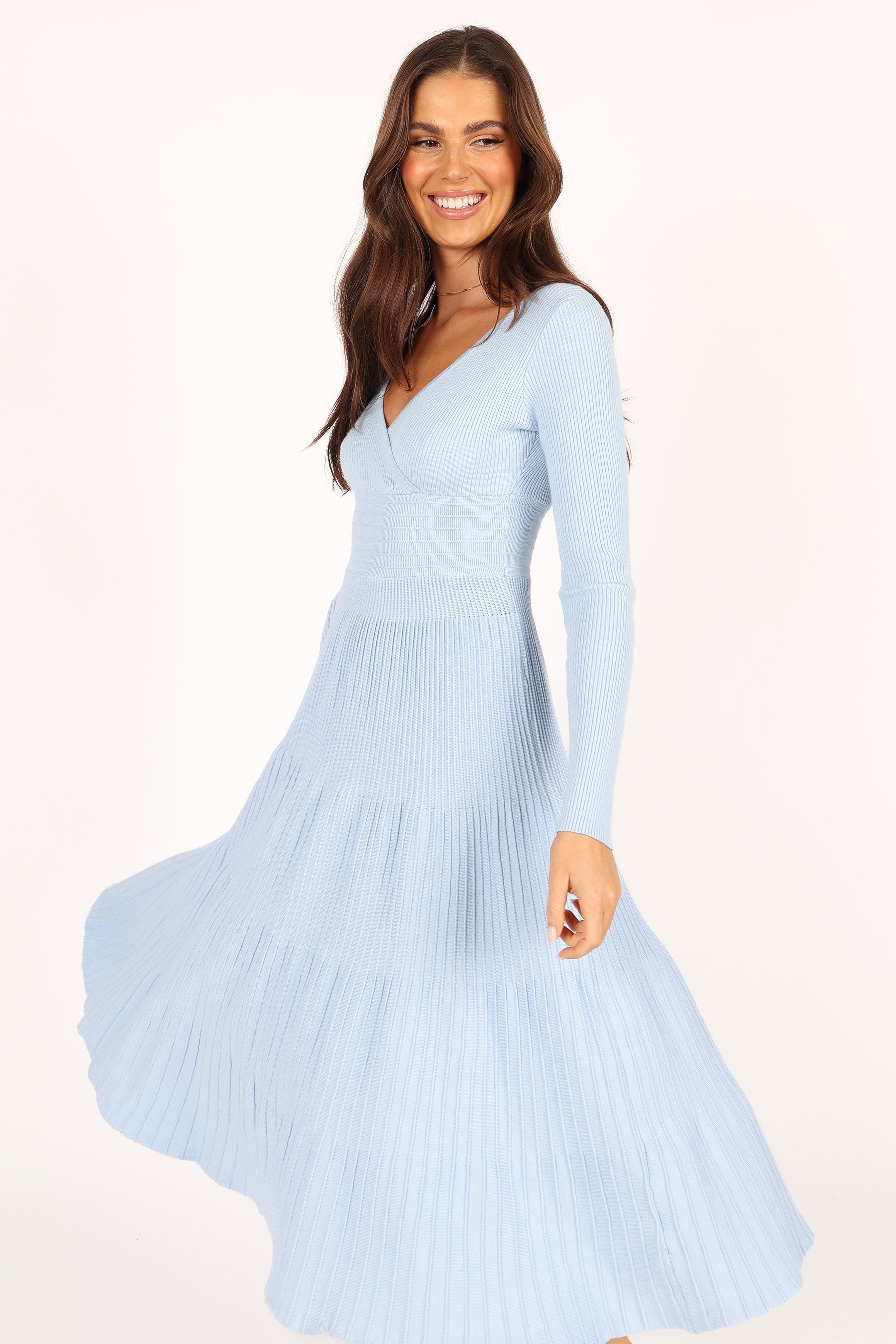 DRESSES @Violette Long Sleeve Midi Dress - Blue (waiting on bulk)