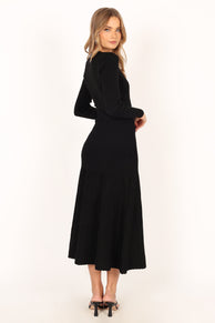 DRESSES @Vivi Longsleeve Midi Dress - Black