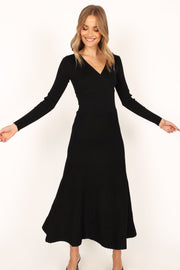 DRESSES @Vivi Longsleeve Midi Dress - Black