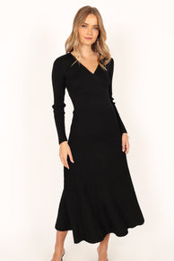 DRESSES @Vivi Longsleeve Midi Dress - Black