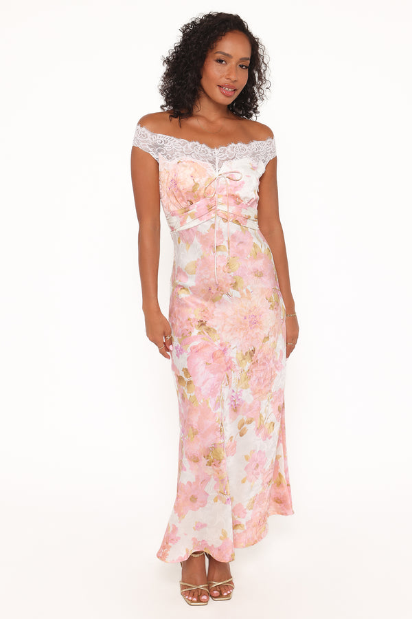 DRESSES Voss Off Shoulder Lace Maxi Dress - Pink Floral