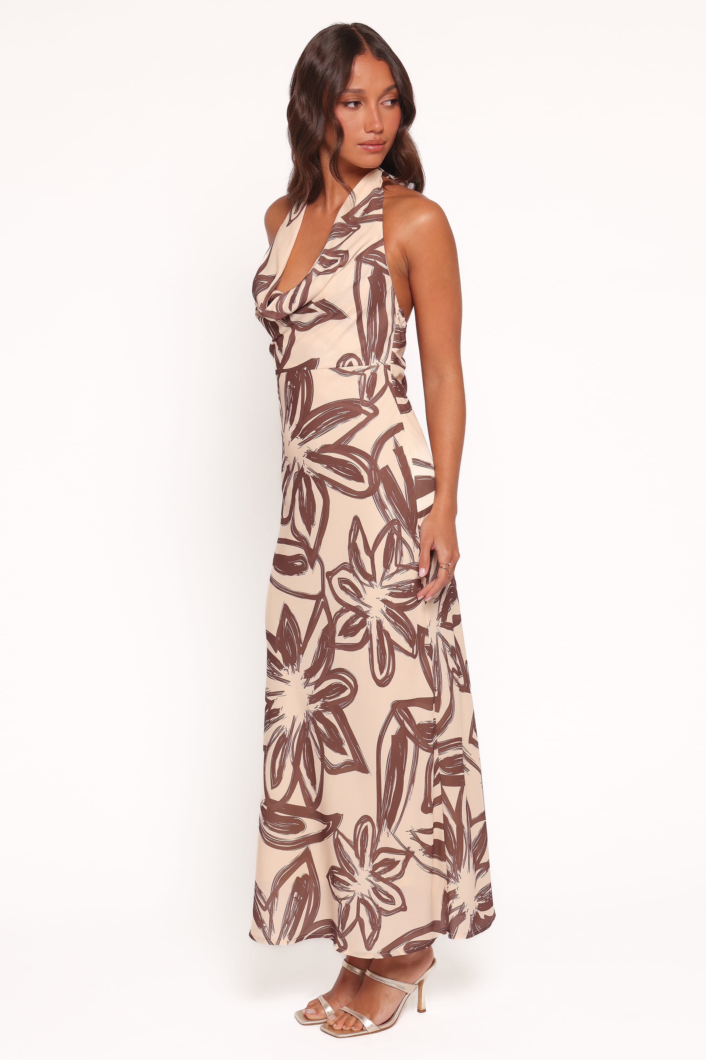 DRESSES Warner Halter Dress - Cream/Brown