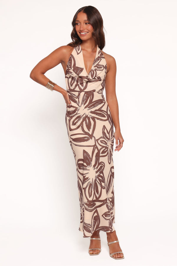 DRESSES Warner Halter Dress - Cream/Brown