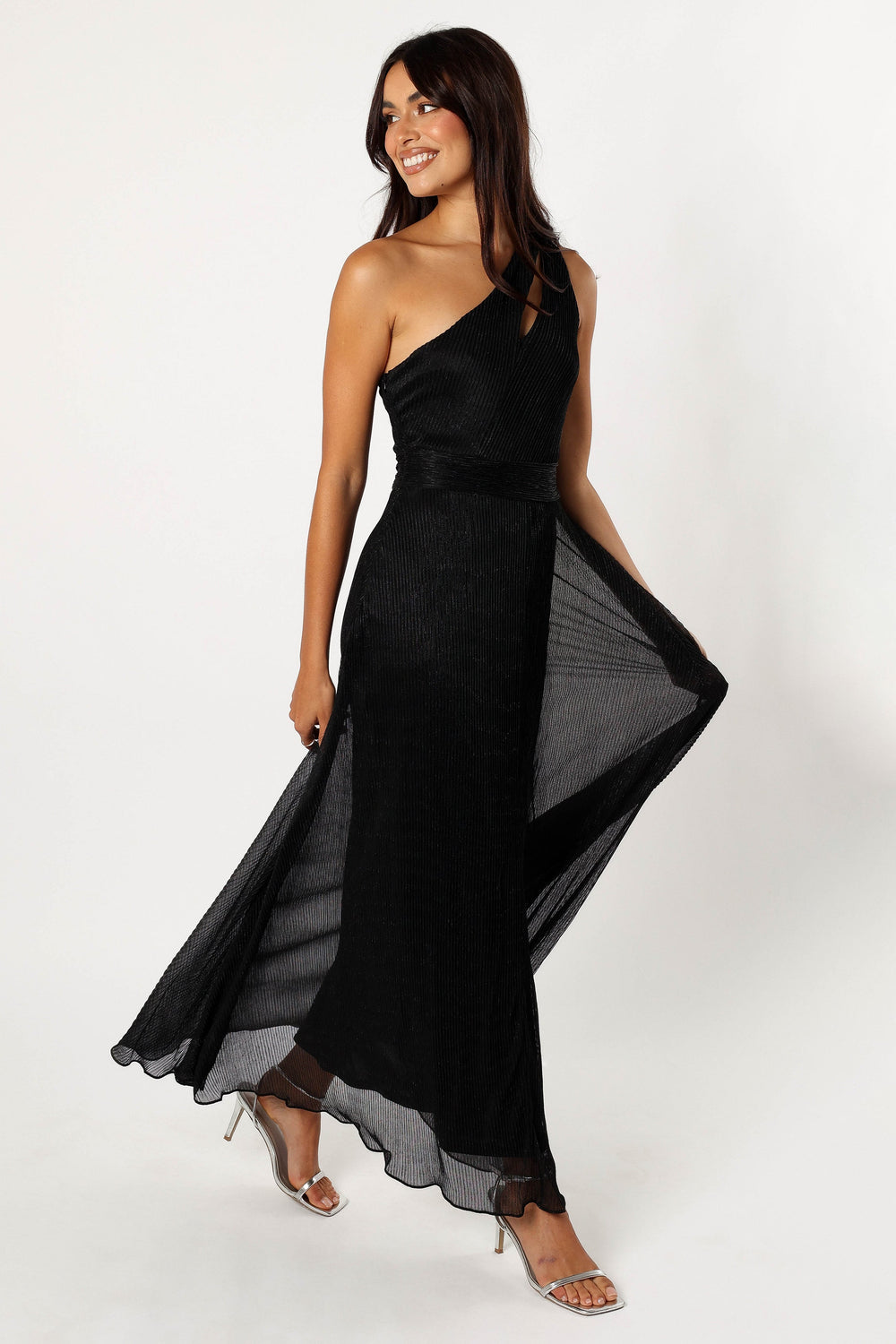 Shop Formal Dress - Watson One Shoulder Maxi Dress - Black Sparkle fifth image