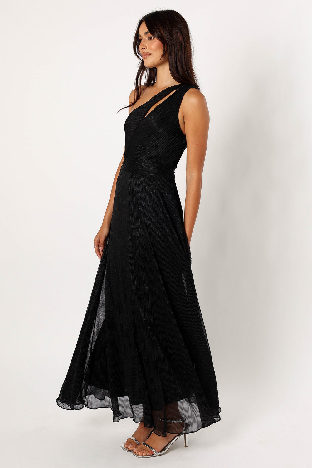Shop Formal Dress - Watson One Shoulder Maxi Dress - Black Sparkle third image