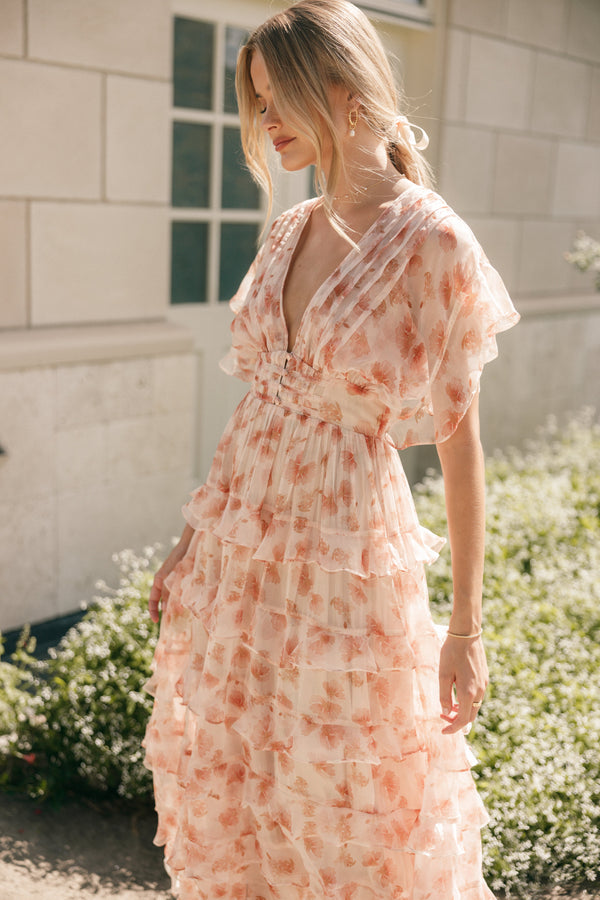 DRESSES Wendi Ruffle Dress - Dark Peach Floral