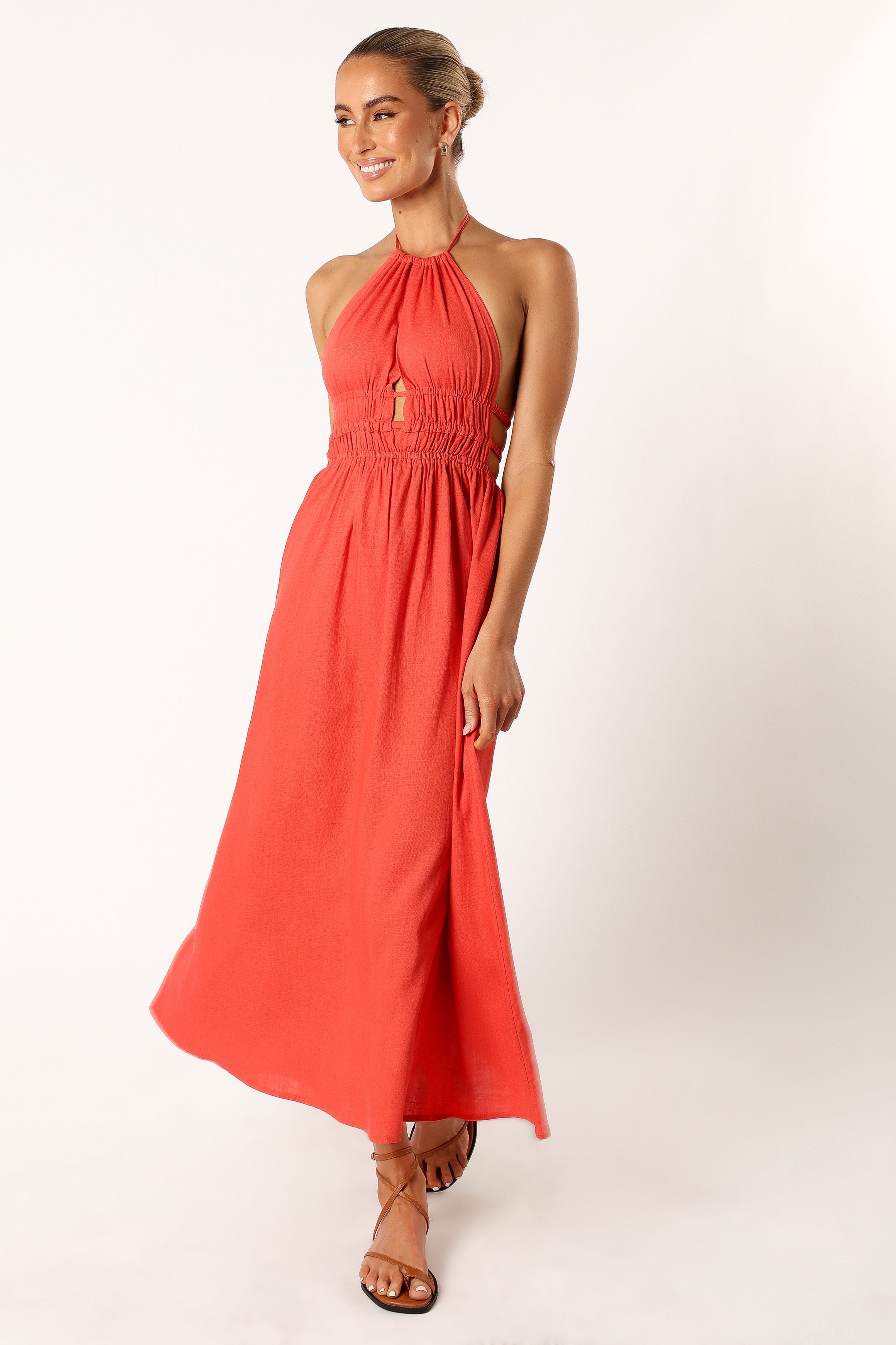 DRESSES @Wilder Halterneck Maxi Dress - Coral Red