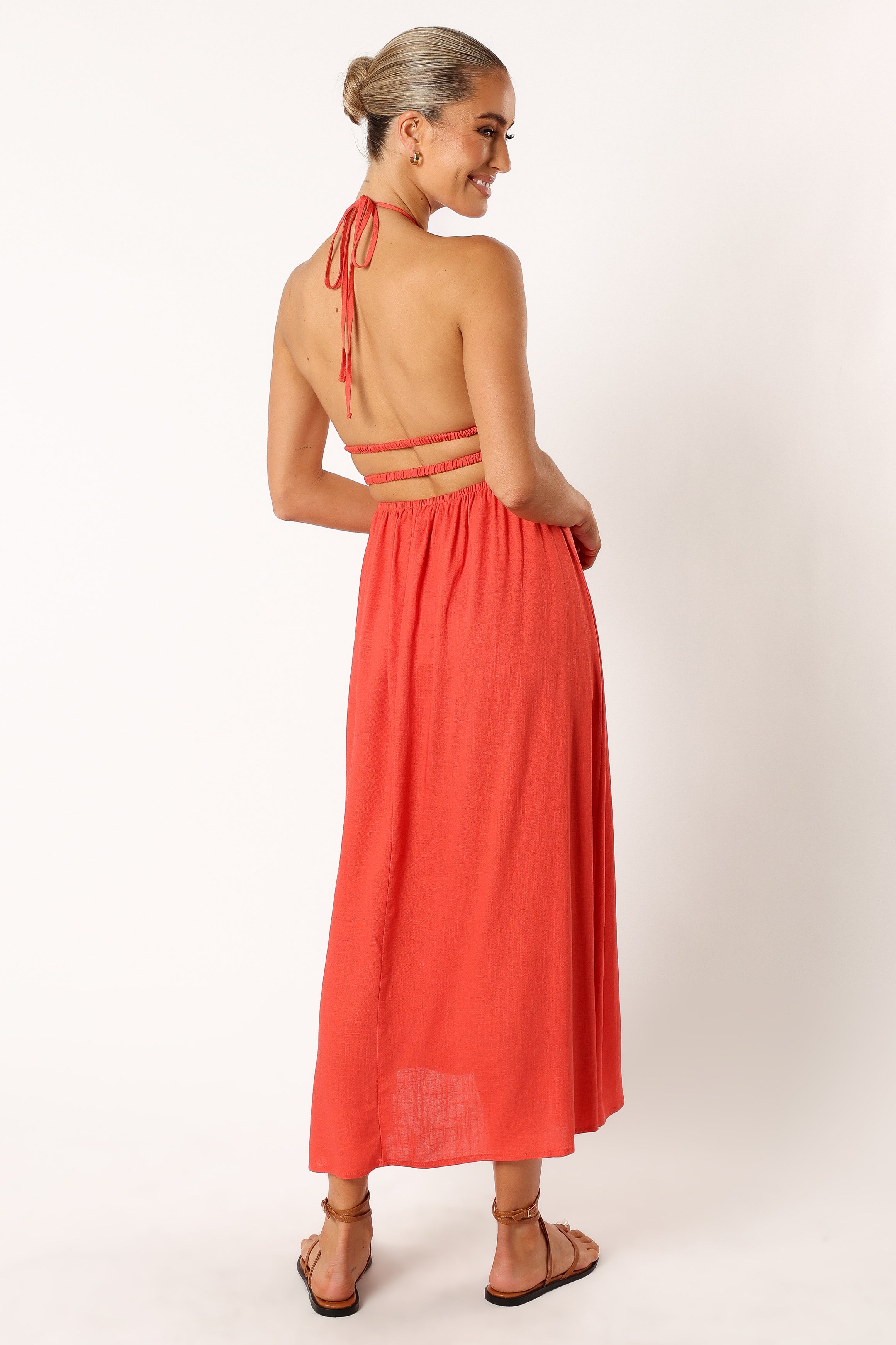 DRESSES @Wilder Halterneck Maxi Dress - Coral Red