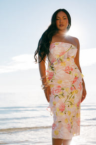 DRESSES Willa Strapless Midi Dress - Acacia Blossom