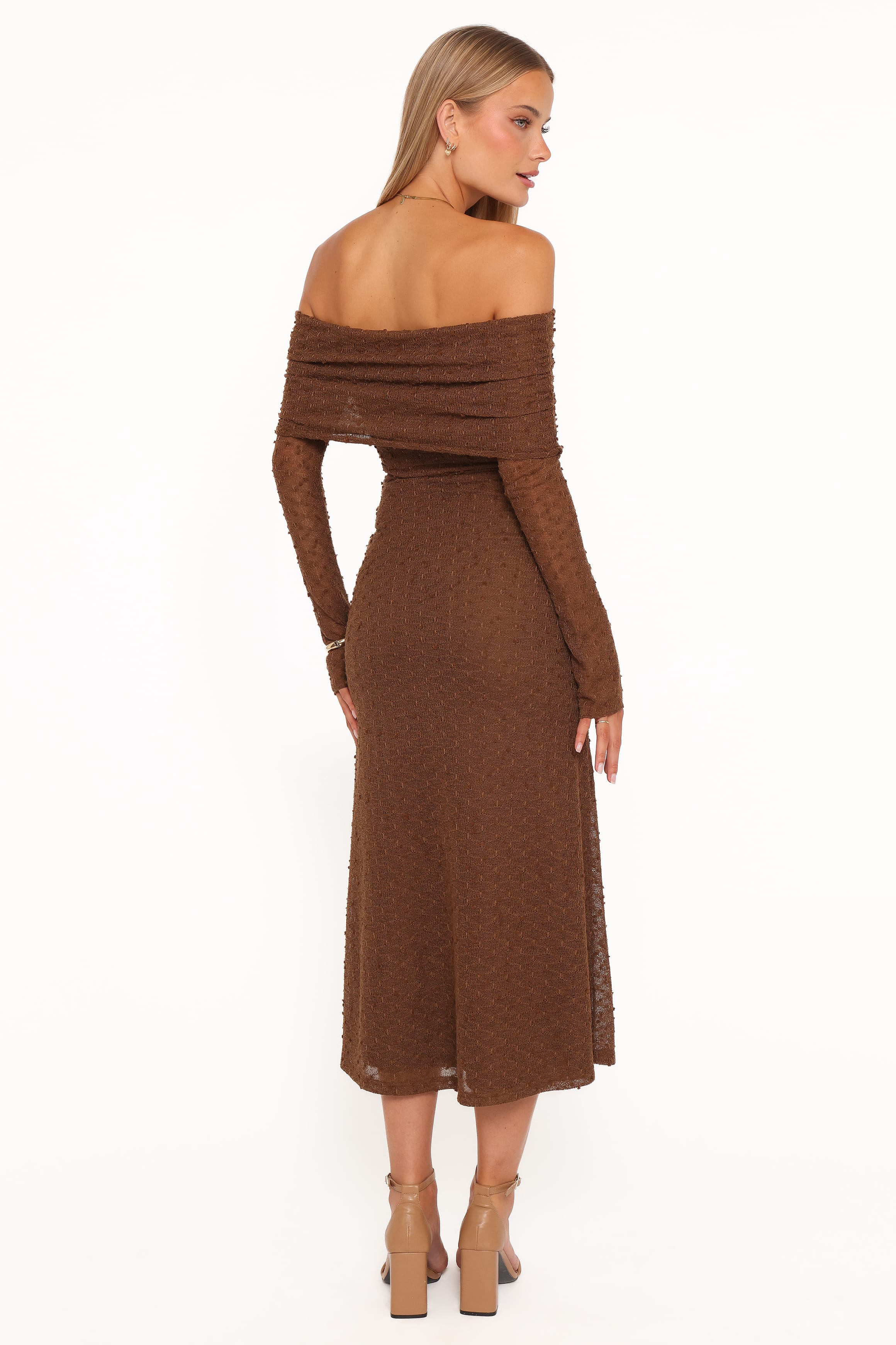 DRESSES @Wilma Off Shoulder Dress - Brown