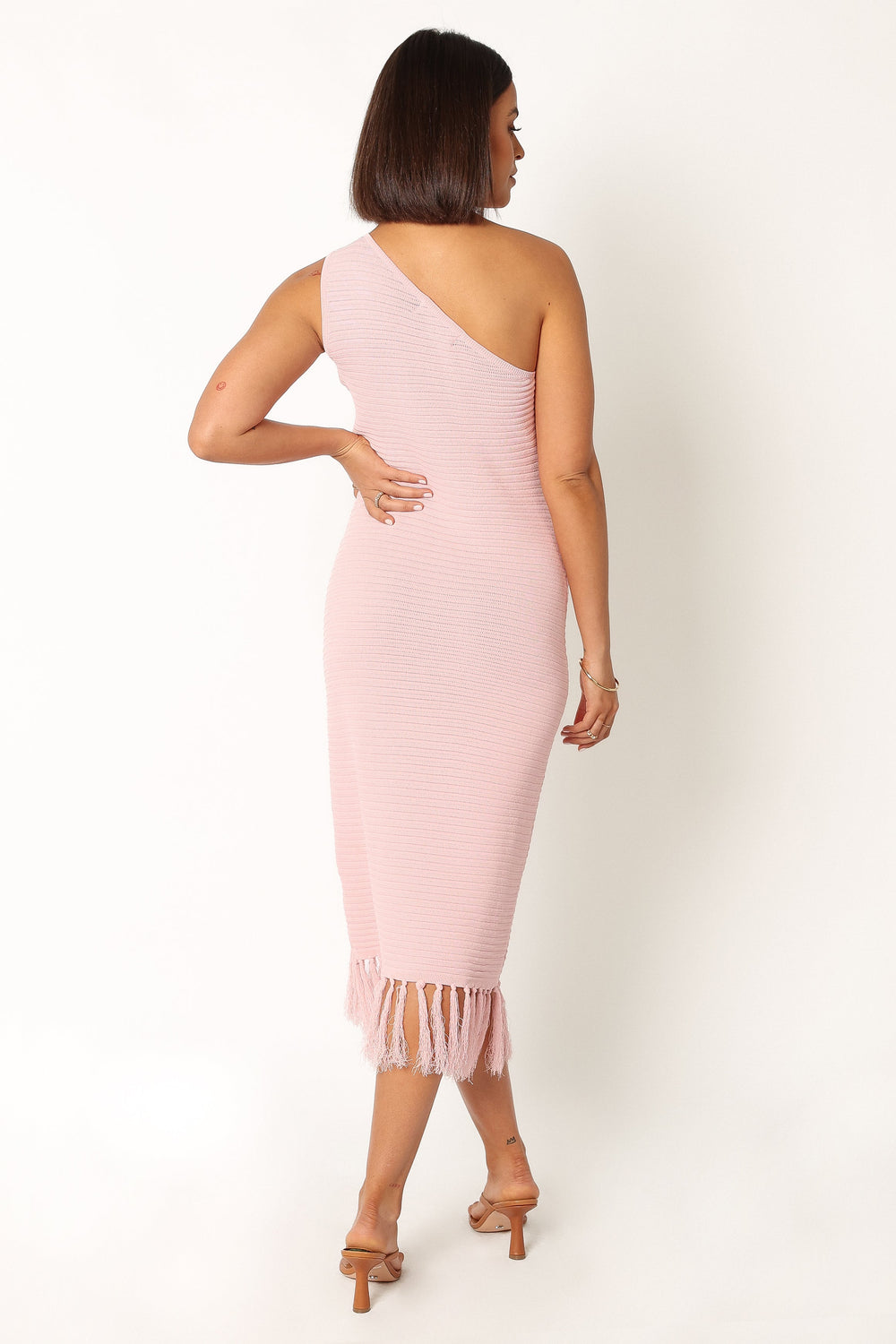 DRESSES @Winne One Shoulder Knit Dress - Pink