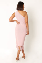 DRESSES @Winne One Shoulder Knit Dress - Pink