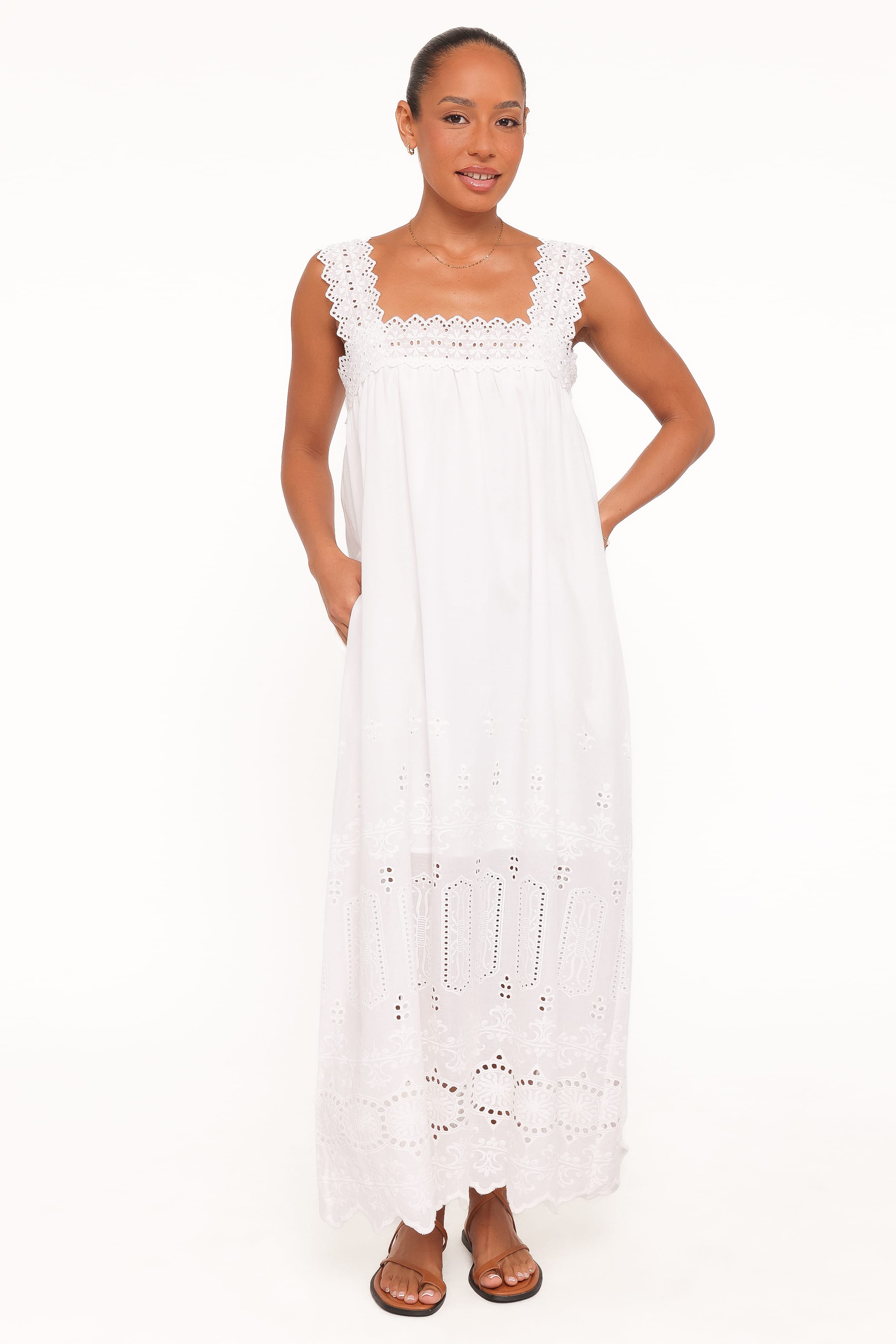 DRESSES Winora Midi Dress - White Broderie