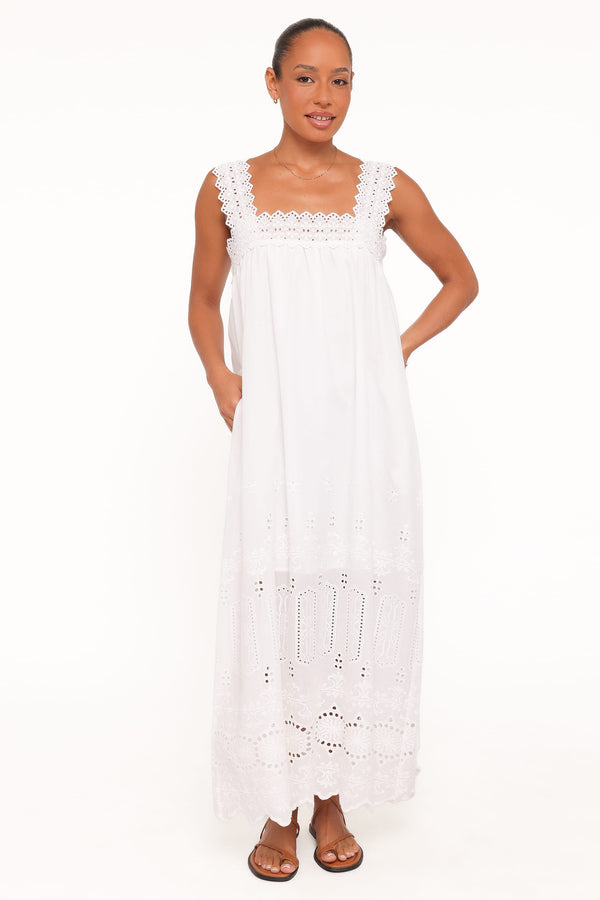 DRESSES Winora Midi Dress - White Broderie