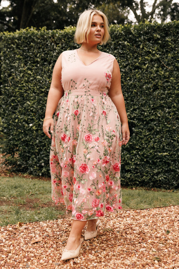 DRESSES Wonderland Midi Dress - Pink Floral