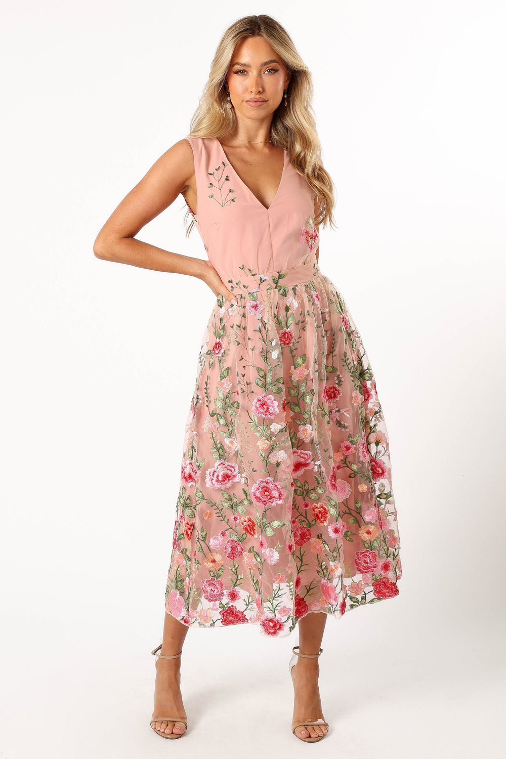 DRESSES @Wonderland Midi Dress - Pink Floral (Hold for Modern Romance)