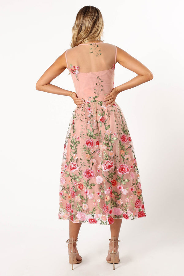 DRESSES @Wonderland Midi Dress - Pink Floral (Hold for Modern Romance)