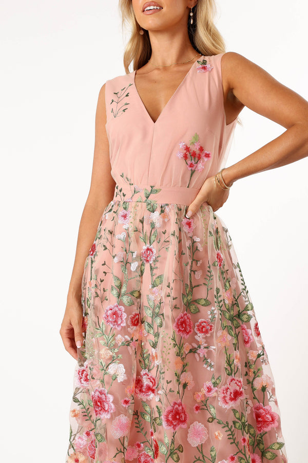 DRESSES @Wonderland Midi Dress - Pink Floral (Hold for Modern Romance)