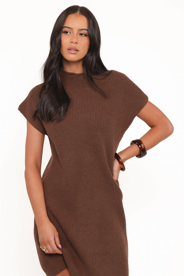 DRESSES Wright Knit Mini Dress - Chocolate Brown