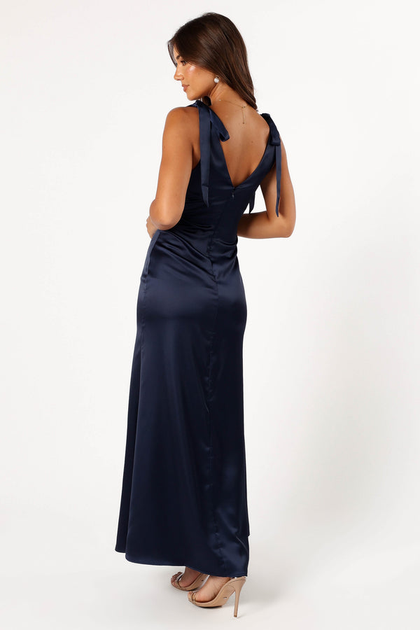 DRESSES @Xavier Bow Shoulder Maxi Dress - Navy