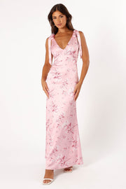 DRESSES @Xavier Bow Shoulder Maxi Dress - Pink Floral