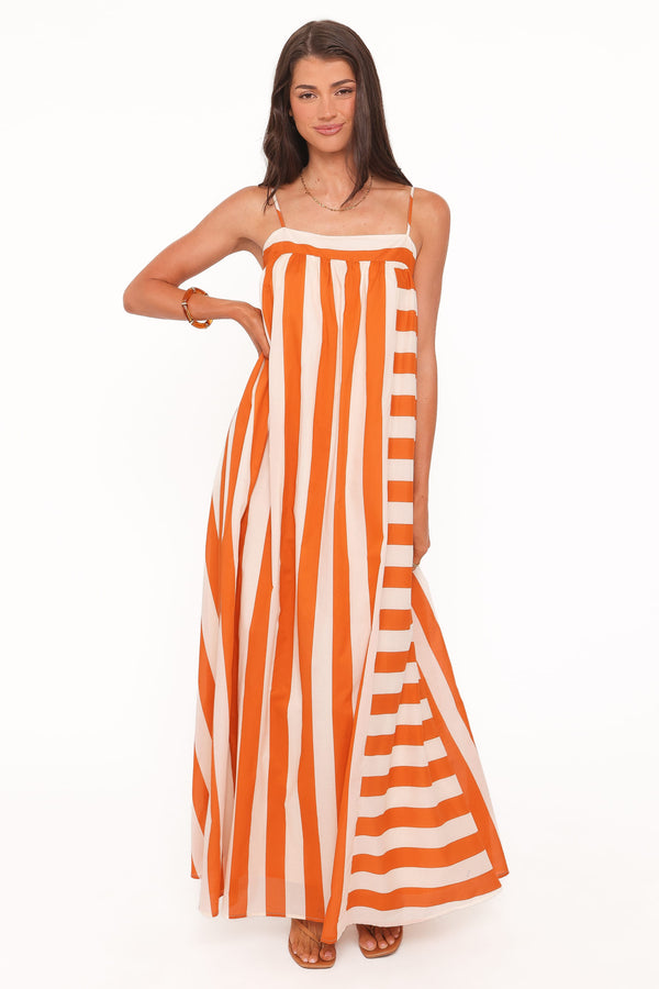 DRESSES Yanika Maxi Dress - Orange/White Stripe