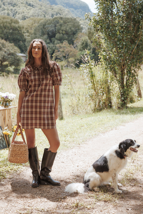 DRESSES Yaris Mini Dress - Burgundy Plaid