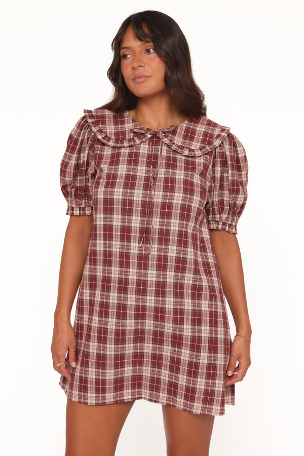DRESSES Yaris Mini Dress - Burgundy Plaid