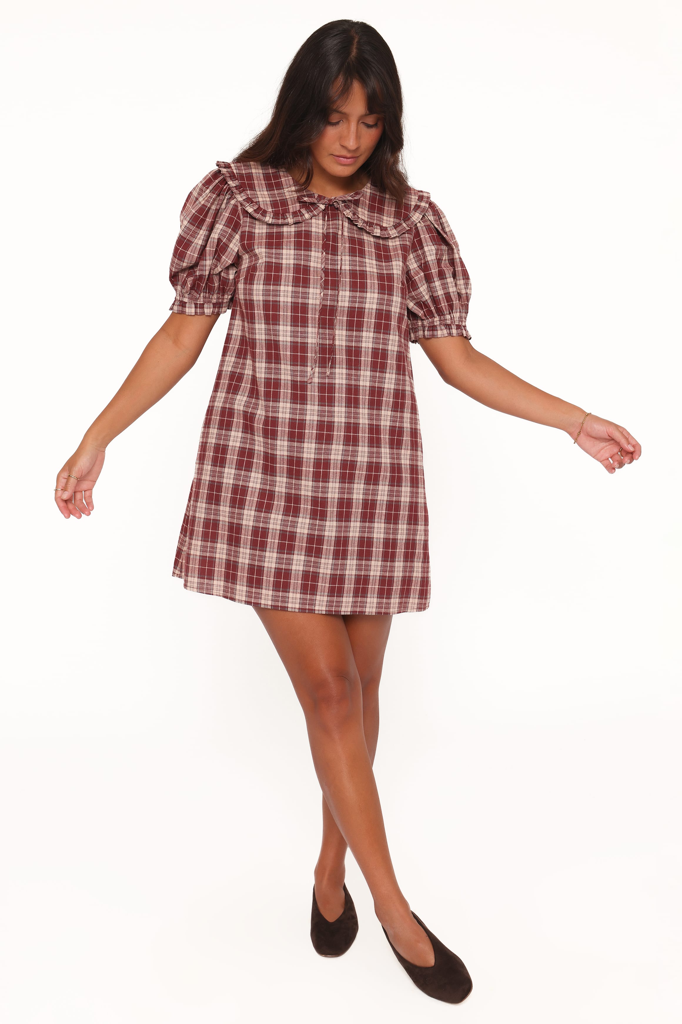DRESSES Yaris Mini Dress - Burgundy Plaid