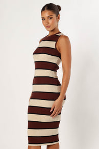 DRESSES @Yates Midi Dress - Cream Brown