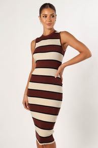 DRESSES @Yates Midi Dress - Cream Brown