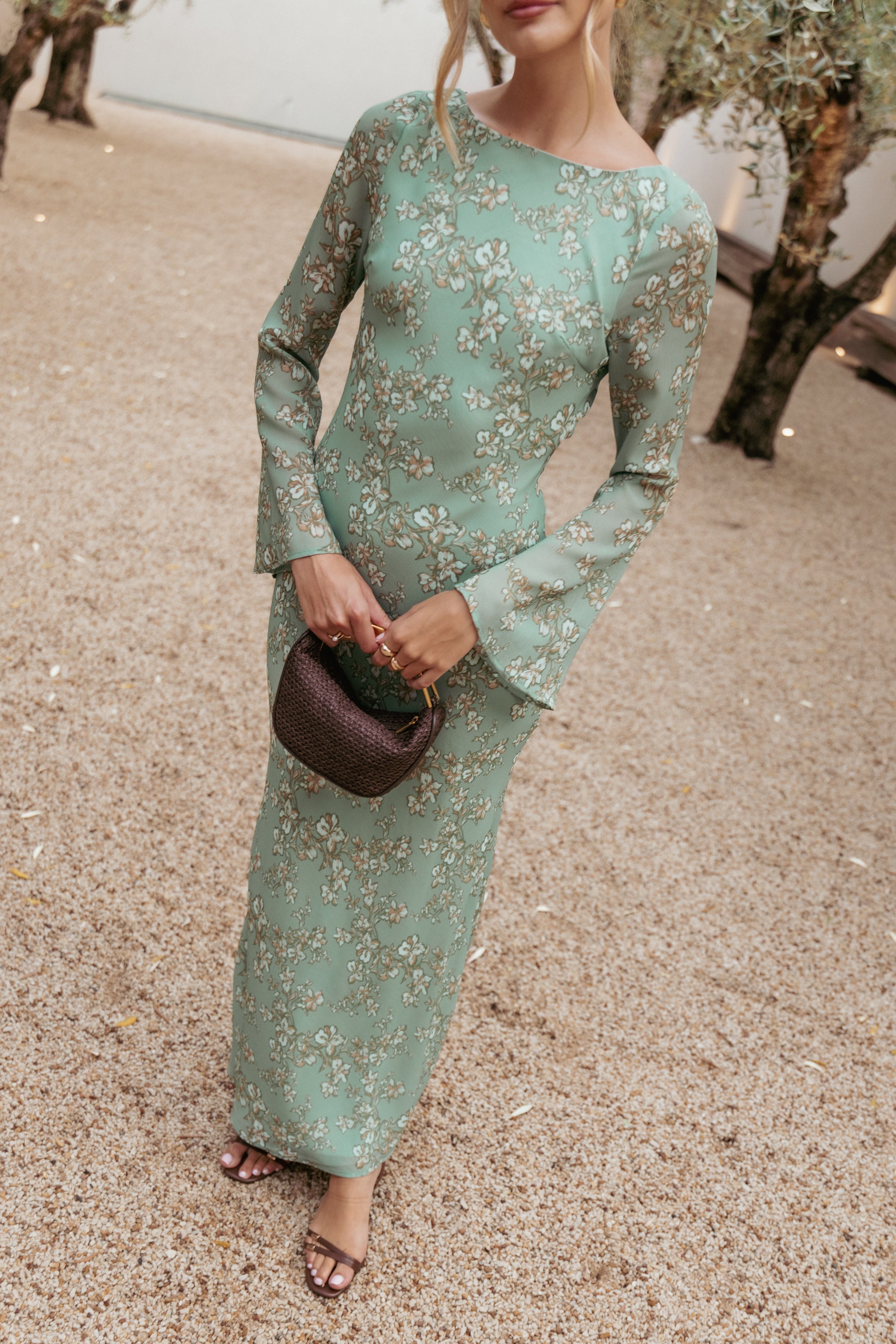 DRESSES Yolanda Long Sleeve Maxi Dress - Sage Green Floral