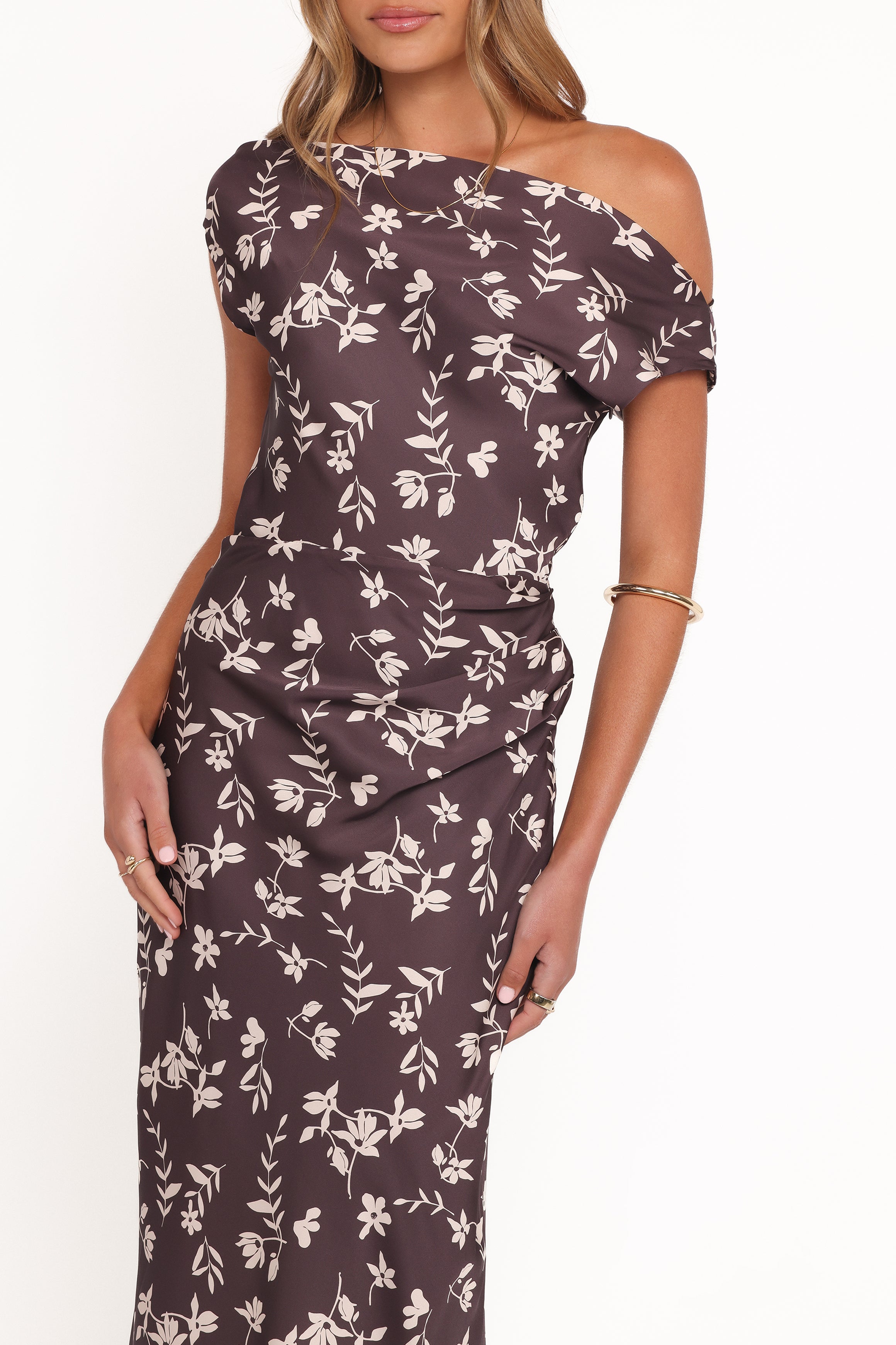 DRESSES Zafira Midi Dress - Brown Cream Floral