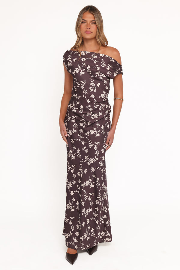DRESSES Zafira Midi Dress - Brown Cream Floral