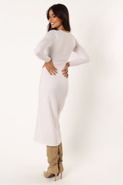 DRESSES @Zayla Longsleeve Midi Dress - Cream