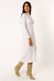 DRESSES @Zayla Longsleeve Midi Dress - Cream