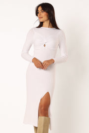 DRESSES @Zayla Longsleeve Midi Dress - Cream