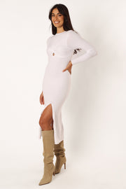 DRESSES @Zayla Longsleeve Midi Dress - Cream